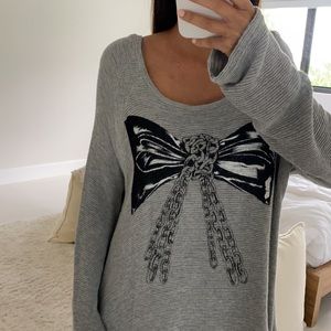 Lauren Moshi Grey Bow Sweater